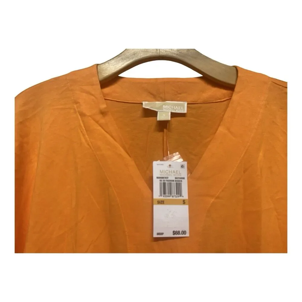 Michael Kors Nectarine Tie-Front Blouse w Button Accents NWT Size Small Women's